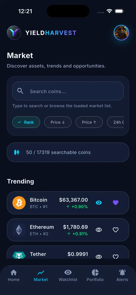 YieldHarvest crypto market overview